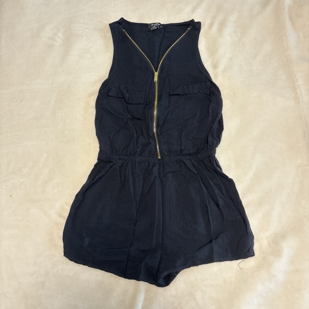 Black and gold romper with pockets